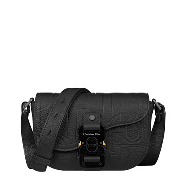 Mini Saddle Messenger Bag with Flap Black Dior Gravity Leather 2ADCA435LLG H00N