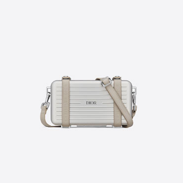 Dior And Rimowa Personal Pouch Gray Aluminum Calfskin 2DRCA295YWT H31E