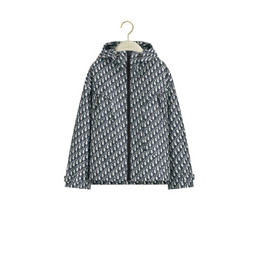 Dior Hooded Jacket Blue Jacquard Technical Taffeta 327C25A2970 X5803