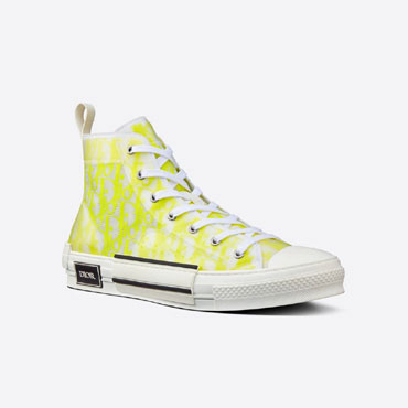 B23 High Top Sneaker White and Yellow Dior Oblique Canvas 3SH118YNT H160