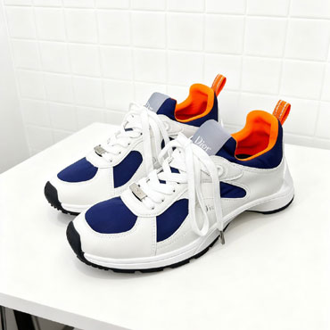Dior Mile Sneaker White Smooth Lambskin Blue Orange Neoprene 3SN352ACL H065