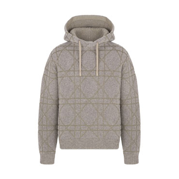 Dior Cannage Hooded Sweatshirt Beige Cotton Wool Blend Knit 613M612A3017 C181