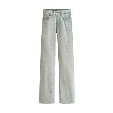 Dioramour Flared Embroidered Jeans Light Blue Cotton Denim 622P80V3218 X5010