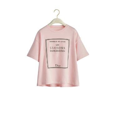 Dior Book Cover Oversized Cropped T-Shirt Pink Gray Cotton Jersey 623T12A4274 X4844