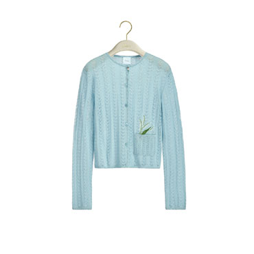 Dior Fitted Cardigan Blue Cotton Blend Crochet 624G03X5007 X5045