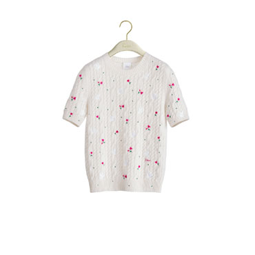 Dioramour Embroidered Short-Sleeved Sweater 624S07A0009 X0250