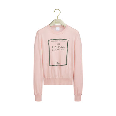 Dior Book Cover Sweater Pink and Black Silk Knit 624S37F6015 X4100