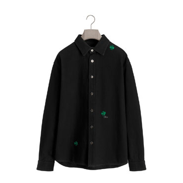 Overshirt with Dior Clover Embroidery Black Cotton Twill 683D585A3044 C986