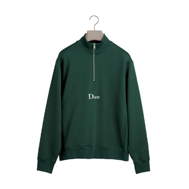 Dior Sweatshirt with Zipped Neckline Green Cotton Fleece 683J605A3035 C680