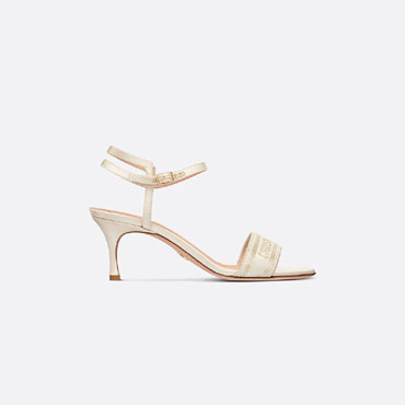 Dior Dway Heeled Sandal Gold Thread Embroidered Satin KCQ854SBX S49K