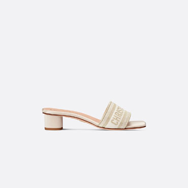 Dior Dway Heeled Slide Gold Metallic Satin KCQ858SBX S49K