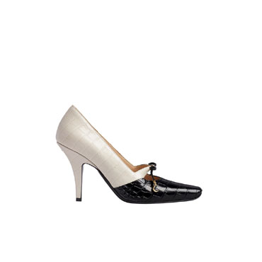 Dior Muse Pump Black Cream Calfskin Printed Crocodile Motif KCV536VCR S07X