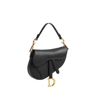 Dior Small Saddle Bag with Strap Black Grained Calfskin M0457CUQW M900