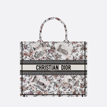 Large Dior Book Tote Pink Souvenir de Rome Embroidery M1286ZEQD M03I