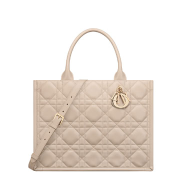 Medium Dior Book Tote Powder Beige Macrocannage Calfskin M1324OWHP M51U