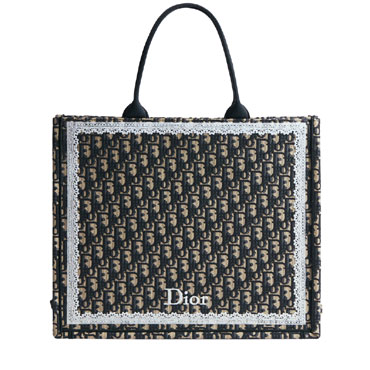 Large Dior Book Tote Blue Dior Oblique Embroidery M1349PEHT M928
