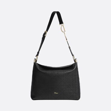 Medium Diorly Bag Black Flat Cannage Calfskin M1412OHJW M911