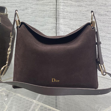 Medium Diorly Bag Chocolate Suede Calfskin M1412OHJX M66M