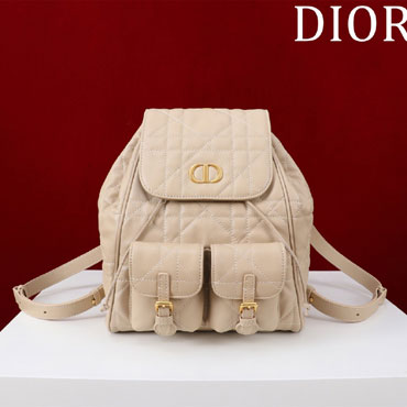 Medium Dior Caro Backpack Powder Beige Macrocannage Lambskin M6301UNOZ M51U