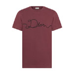 Dior Ribbon T-Shirt Regular Fit Burgundy Cotton Jersey 613J668A0677 C387