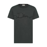 Dior Ribbon T-Shirt Regular Fit Deep Gray Cotton Jersey 613J668A0677 C889