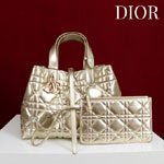 Medium Dior Toujours Bag Metallic Gold Macrocannage Calfskin M2821ONRU M25J