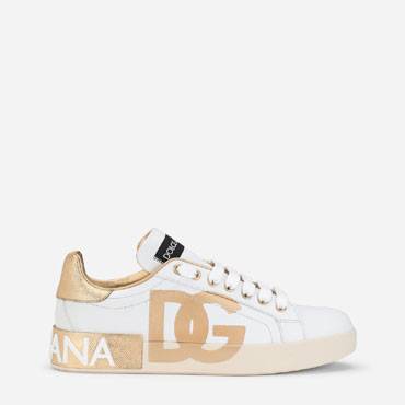 Calfskin Portofino sneakers with DG logo in White CK1544B596089662