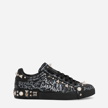 DG Calfskin nappa Portofino sneakers with studs CS1760AC1608S574