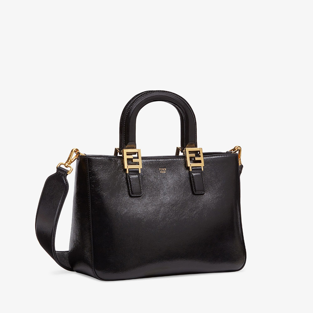 Fendi Ff Tote Small Black leather bag 8BH367 A9Y0 F0KUR: Image 2