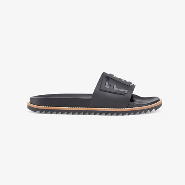 Fendi Slides Black Rubber Slides 7X1148 IA6 F0GME