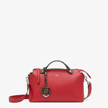 Fendi By The Way Medium Red Leather Boston Bag 8BL124 A6CO F15Z7