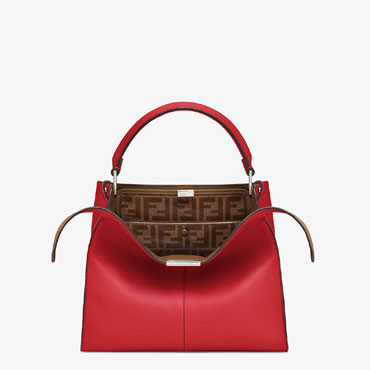 Fendi Peekaboo X-Lite Medium Red Leather Bag 8BN310 A5E9 F15WH