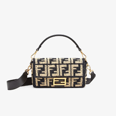 Fendi Baguette Black Raffia FF Bag 8BR600 AD6J F0VQJ