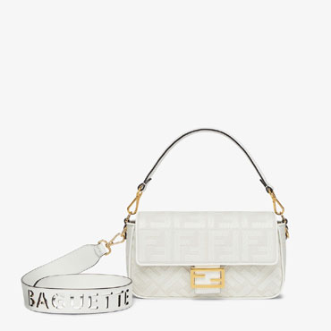 Fendi Baguette White FF canvas bag 8BR600AMCDF1CFK