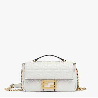 Fendi Baguette Chain Midi White nappa leather bag 8BR793AH9CF15AO