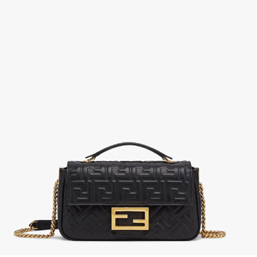 Fendi Baguette Chain Midi Black nappa leather bag 8BR793AH9CF1CFJ