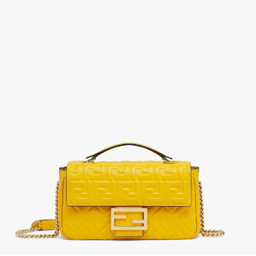 Fendi Baguette Chain Midi Yellow nappa leather bag 8BR793AH9CF1E8V