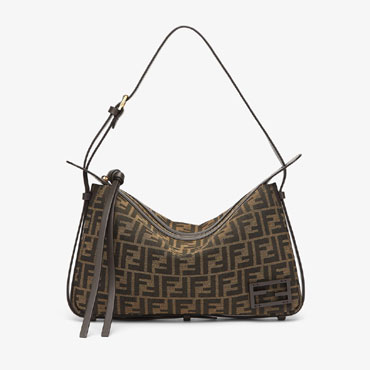 Simply Fendi Medium Brown FF jacquard fabric bag 8BR829AFPMF1GL7