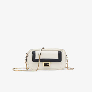 Fendi Easy 2 Baguette White Leather Mini Bag 8BS044 ADC5 F1BZY