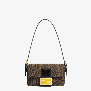 Fendi Mini Baguette 1997 Brown Jacquard FF Vertigo Bag 8BS049 AFPA F1BAH