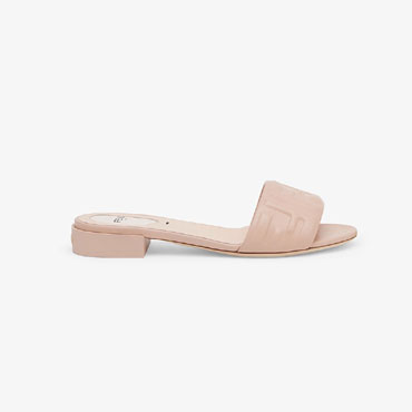 Fendi Signature Pink Leather Slides 8R7093 AADS F1B3E