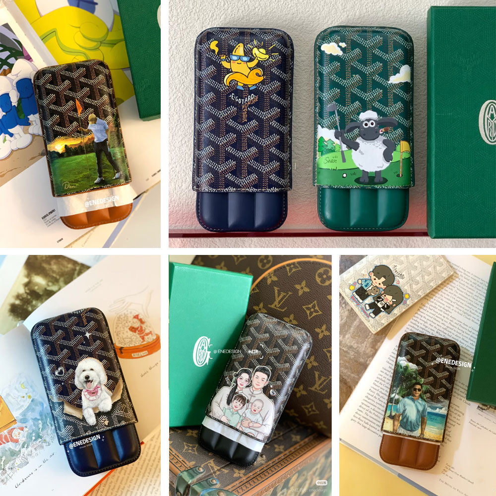 Custom Goyard Etui 3 Cigares Churchill MM Bin Eco in Grey CHUBINMMLTY51CL51X: Image 2