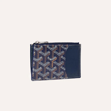 Goyard Bourbon Zipped Card Holder in Navy Blue BOURBOPMLTY12CL12P