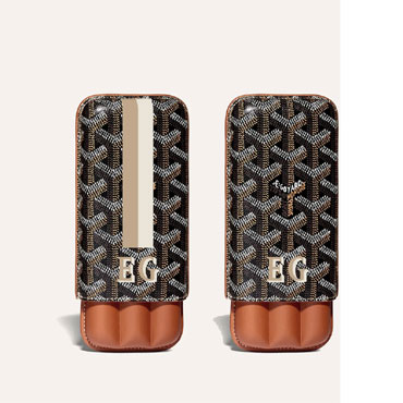 Custom Goyard Etui 3 Cigares Churchill MM Bin Eco in Black Tan CHUBINMMLTY01CL03X