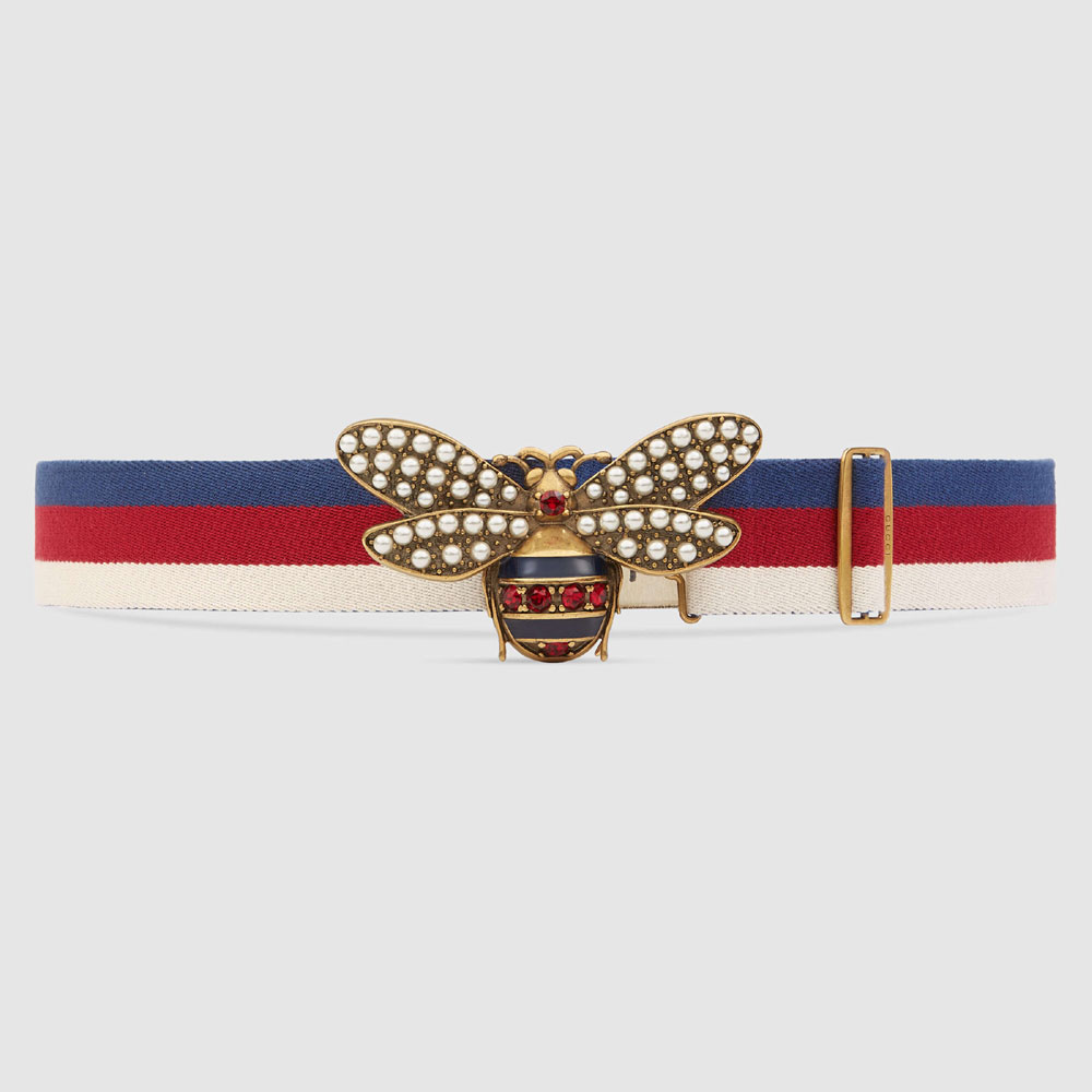 Gucci Sylvie Web belt with bee 453277 HGW2T 9092: Image 1