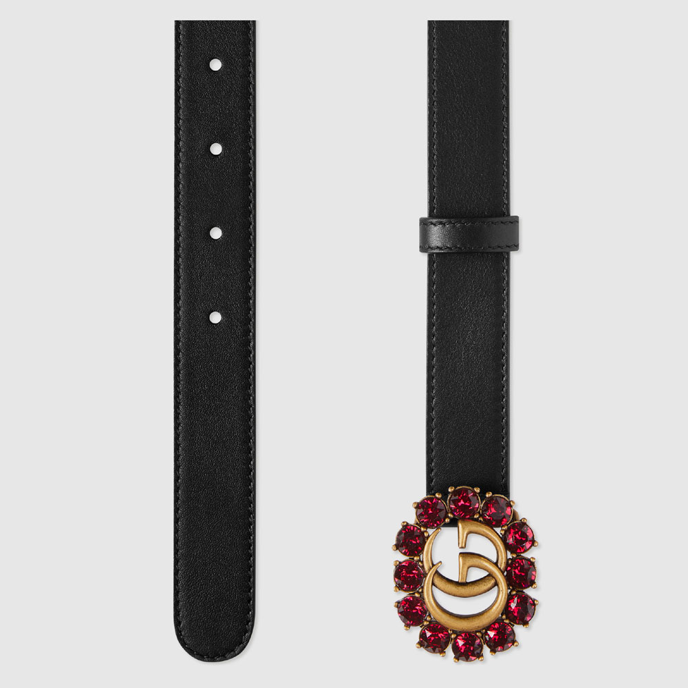 Gucci Leather belt with Double G and crystals 501175 AP0IT 8230: Image 2