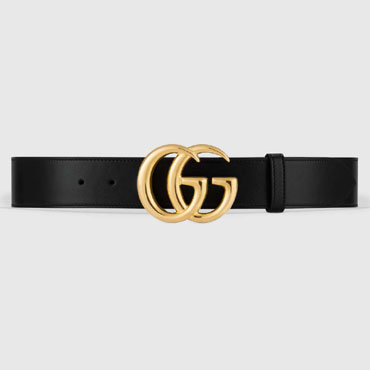 Gucci GG Marmont leather belt shiny buckle 406831 0YA0G 1000