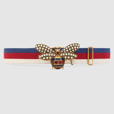 Gucci Sylvie Web belt with bee 453277 HGW2T 9092