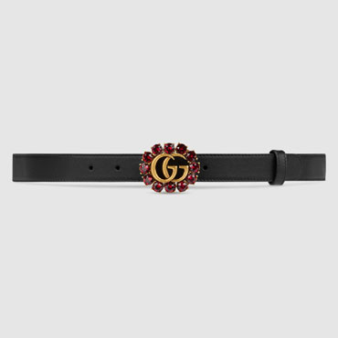 Gucci Leather belt with Double G and crystals 501175 AP0IT 8230