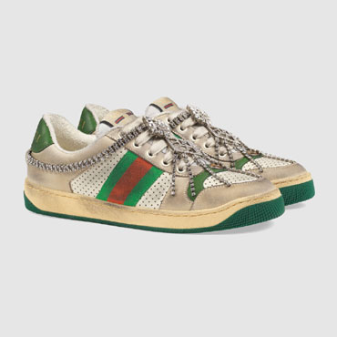 Gucci Womens Screener sneaker with crystals 570903 0YI20 9582